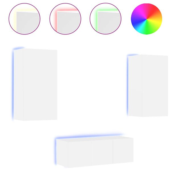 vidaXL TV Wall Unit White Engineered Wood Large Wall Mounting