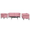 vidaXL Sofa Set Pink Velvet (100% polyester), plywood, solid wood