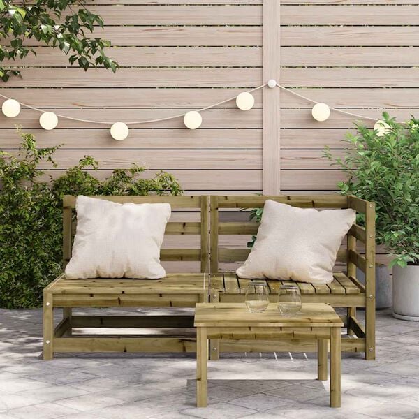 vidaXL Garden Sofa Natural Wood Impregnated Pine Wood 2-seater Modular