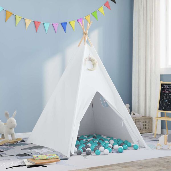 vidaXL Teepee Tent White 47.2" x 47.2" x 59.1" Fabric and Plastic