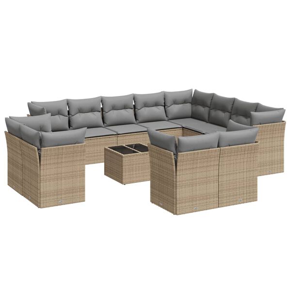 vidaXL Garden Sofa Set Beige, Light Grey