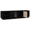 vidaXL TV Cabinet Black Solid pine wood Medium TV Cabinet Rectangular