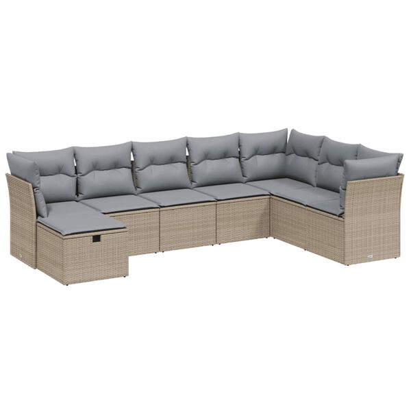 vidaXL Garden Sofa Set Mix Beige Poly Rattan, Steel Large Modular