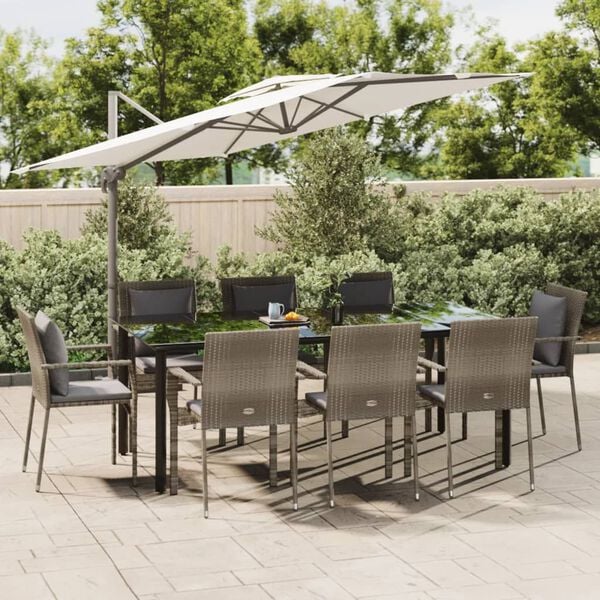 vidaXL Garden Dining Set Black and grey