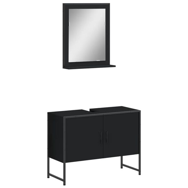 vidaXL Bathroom Cabinet Set Black Engineered wood Bathroom Cabinet Set