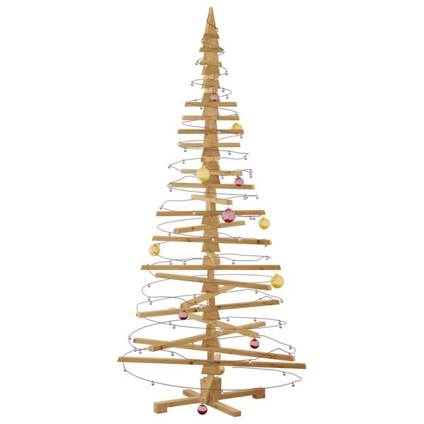 vidaXL Wooden Christmas Tree with Stand Brown 82.7" Solid pine wood