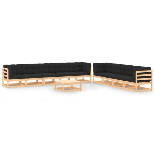 vidaXL Garden Lounge Set Anthracite Solid pine wood, Fabric (100% polyester)