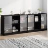 vidaXL Bookcase Black Engineered wood, glass Large Bookcase