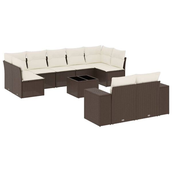vidaXL Garden Sofa Set Brown and Cream White