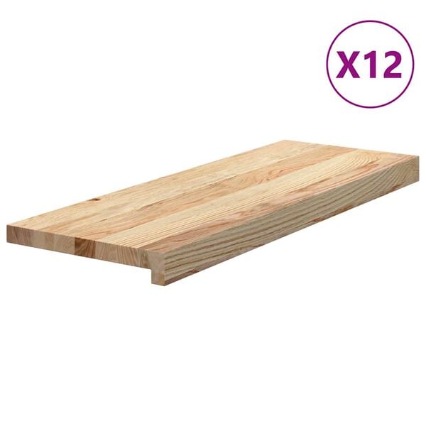 vidaXL Stair Tread Set of 12 Natural Oak Solid oak wood