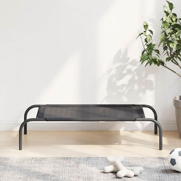vidaXL Dog Bed Black Textilene and Powder-Coated Steel Small Dog Bed