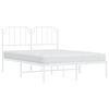 vidaXL Bed Frame White Powder-coated steel Full Bed Frame Rectangular