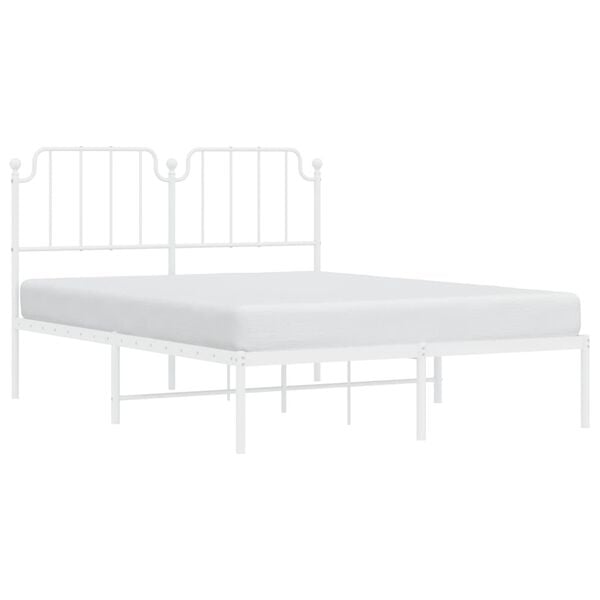 vidaXL Bed Frame White Powder-coated steel Full Bed Frame Rectangular