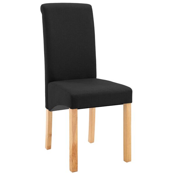 vidaXL Dining Chair Set of 4 Black Fabric and wood Standard Ergonomic