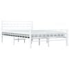 vidaXL Bed Frame White Metal frame with plywood slats Double Durable