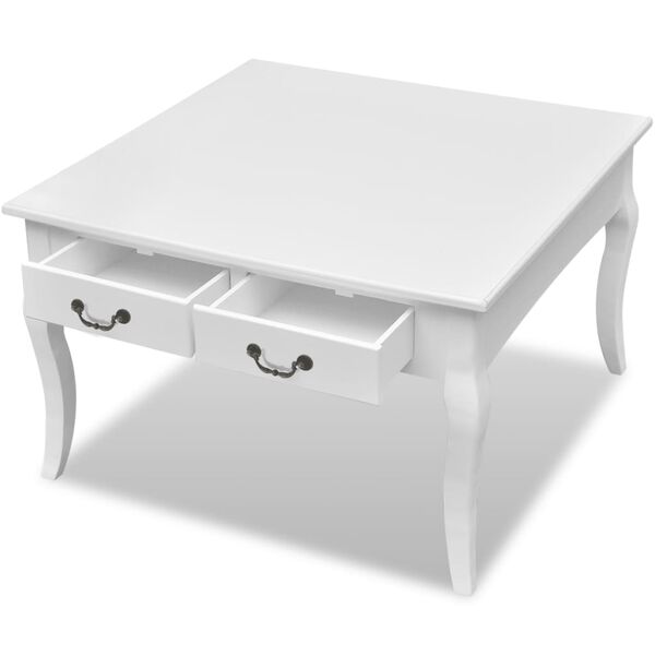 vidaXL Coffee Table White MDF and Pinewood 31.5 in x 31.5 in x 19.7 in