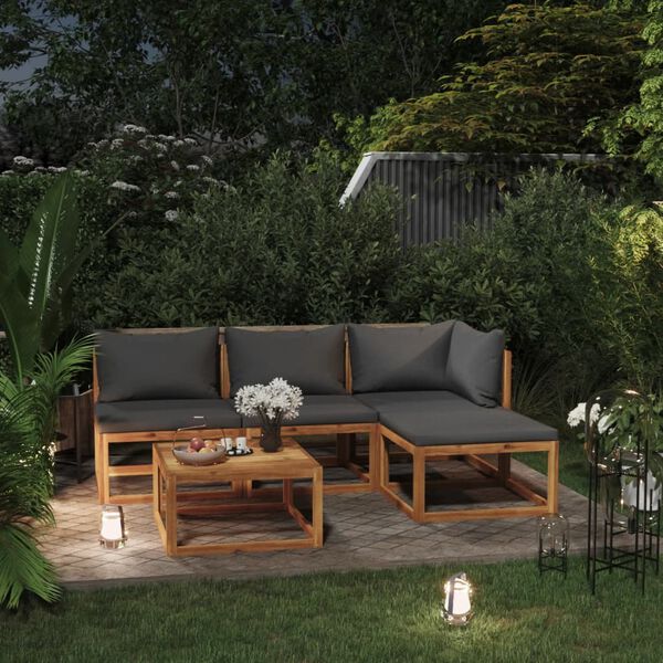 vidaXL Garden Lounge Set Dark grey Solid Acacia wood Modular, customizable