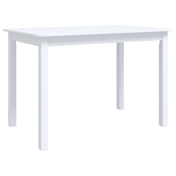 vidaXL Dining Table White Solid rubber wood frame, MDF top Medium