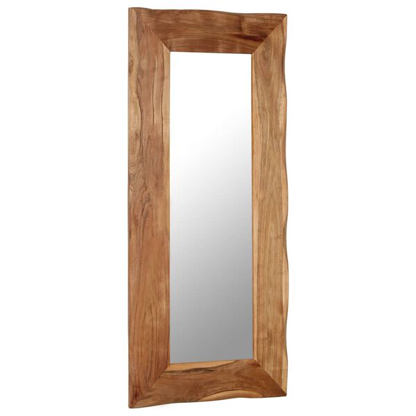 vidaXL Mirror Brown, Clear Solid Acacia wood, Glass 19.7 x 43.3 in