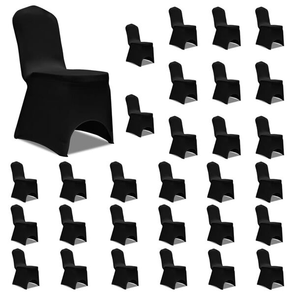 vidaXL Chair Cover Set of 30 Black 90% Polyester, 10% Elastane Universal
