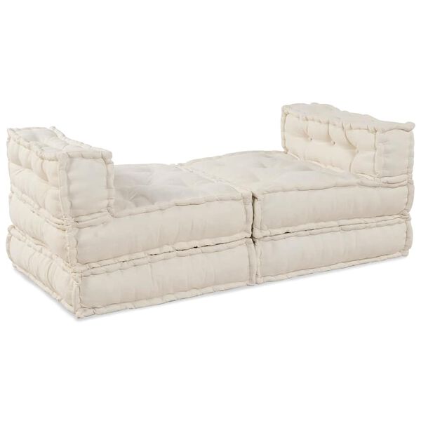 vidaXL Modular Sofa 4 pcs Cream Fabric