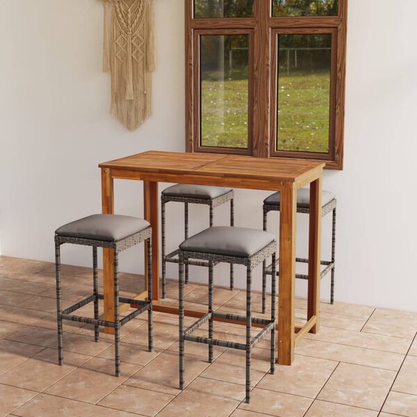 vidaXL Garden Bar Set Grey, Anthracite