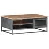 vidaXL Coffee Table Gray Solid Acacia wood, glass, powder-coated steel