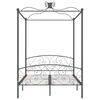 vidaXL Bed Frame Grey Metal, Plywood 55 x 79 in Classic/Traditional