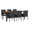 vidaXL Garden Dining Set Black, Cream White