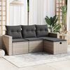 vidaXL Garden Sofa Set Grey Poly Rattan, Powder-Coated Steel Large