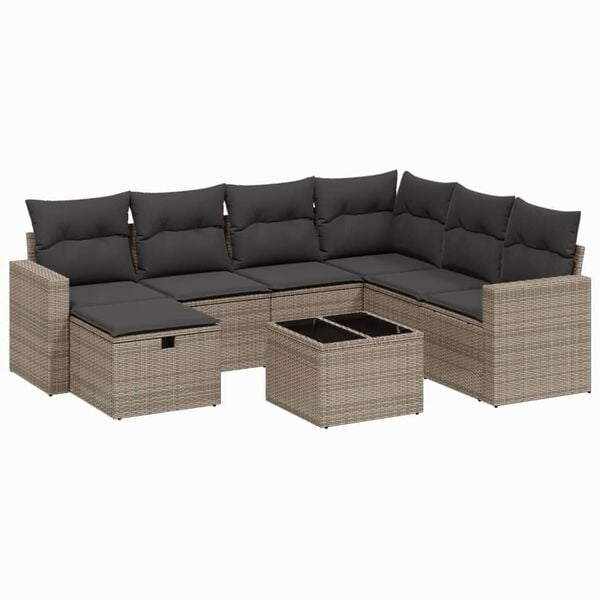 vidaXL Garden Sofa Set Grey Poly Rattan Large Modular Garden Sofa Set