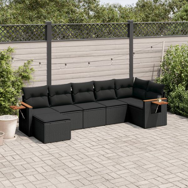 vidaXL Garden Sofa Set Black PE Rattan Medium Modular Garden Sofa Set