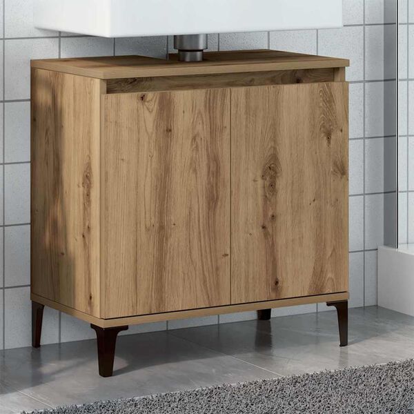 vidaXL Sink Cabinet Artisan Oak Engineered Wood, Metal