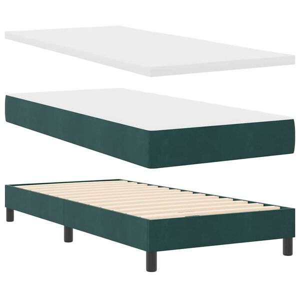 vidaXL Box Spring Bed Dark Green 78.74 x 35.43 in Polyester