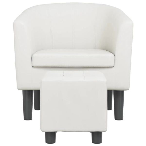 vidaXL Tub Chair White Faux leather, pinewood, plywood Single Footrest