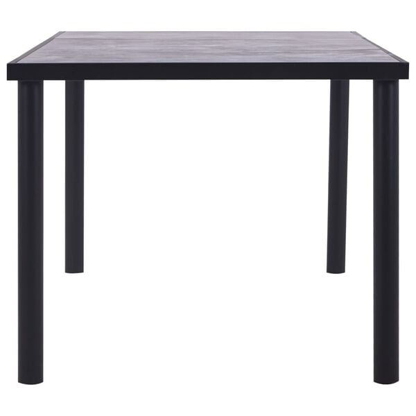 vidaXL Dining Table Black and Concrete Gray MDF and Metal 78.7 x 39.4 in