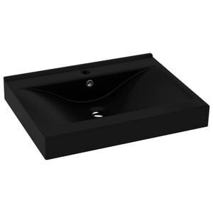 vidaXL Luxury Basin with Faucet Hole Matt Black 23.6x18.1" Ceramic