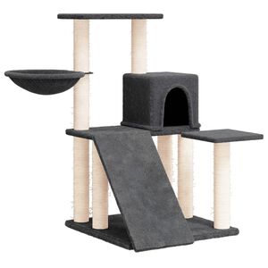 vidaXL Cat Tree Dark Grey Engineered wood, plush, sisal Medium