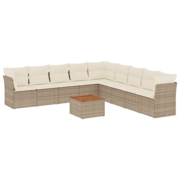 vidaXL Garden Sofa Set Beige Poly Rattan Medium Modular