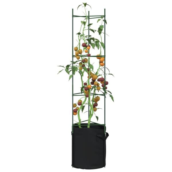 vidaXL Tomato Cage Set of 8 Green and Black Steel with PE coating, PP