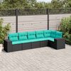 vidaXL Patio Sofa Set Black with blue cushions