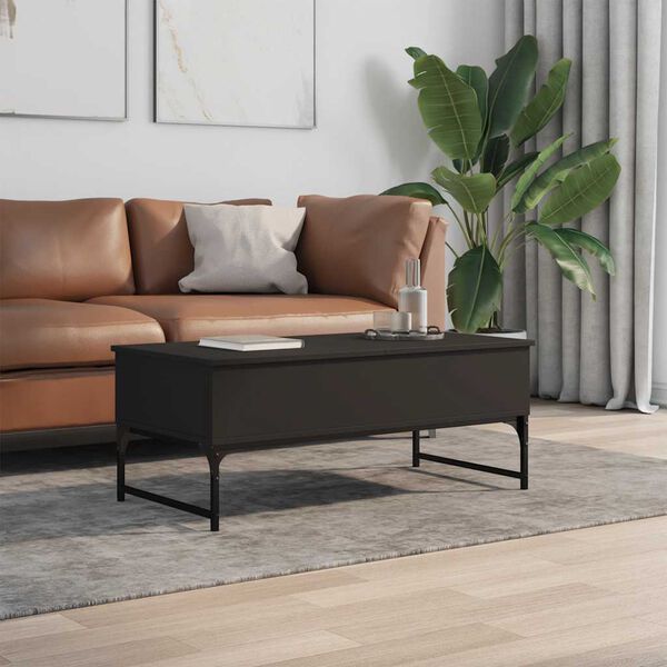 vidaXL Coffee Table Black Engineered Wood 39.4x19.7x15.7 in