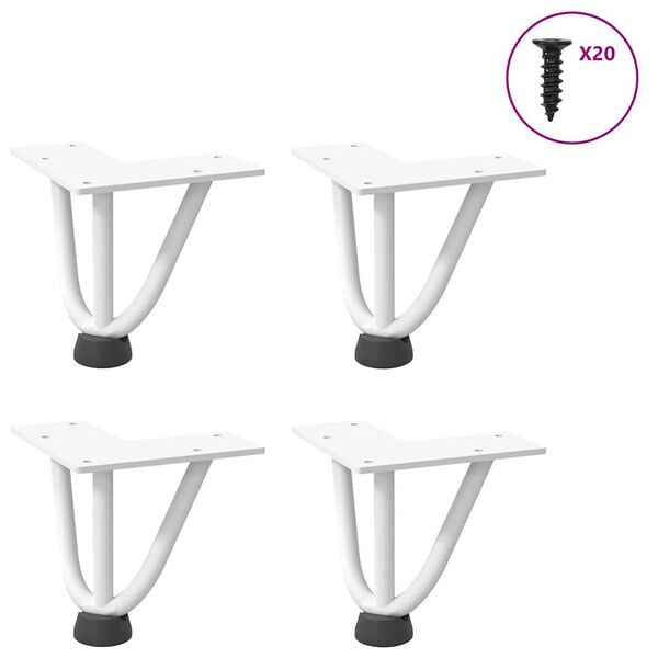 vidaXL Hairpin Table Leg White Solid Steel Small Adjustable Feet