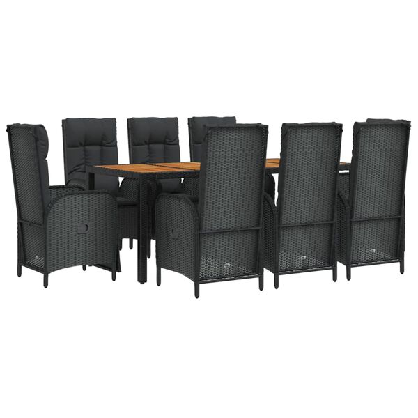 vidaXL Garden Dining Set Black PE Rattan Set for 8 people