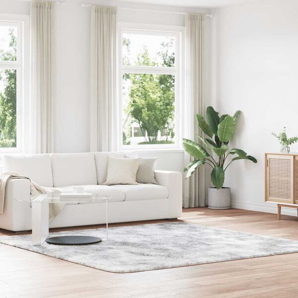 vidaXL Shaggy Rug Silver Grey 100% Polyester 94.5 x 94.5 in Foldable