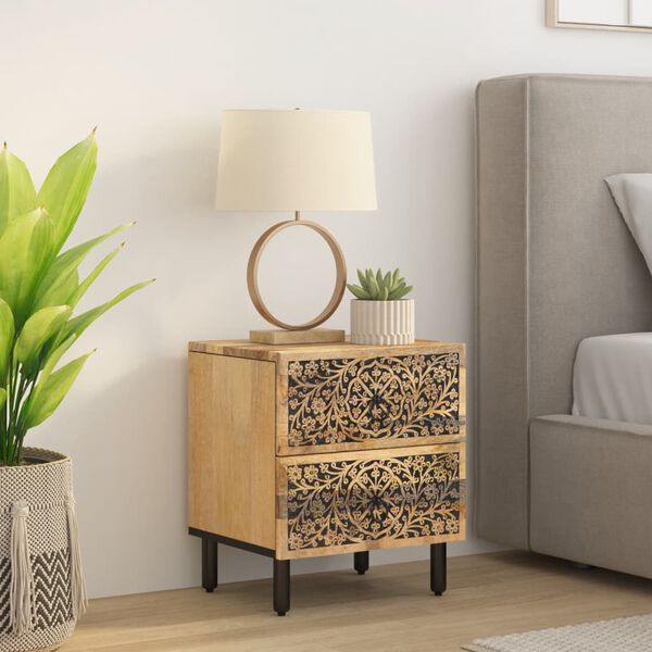 vidaXL Bedside Cabinet 15.7"x13"x18.1" Solid Wood Mango