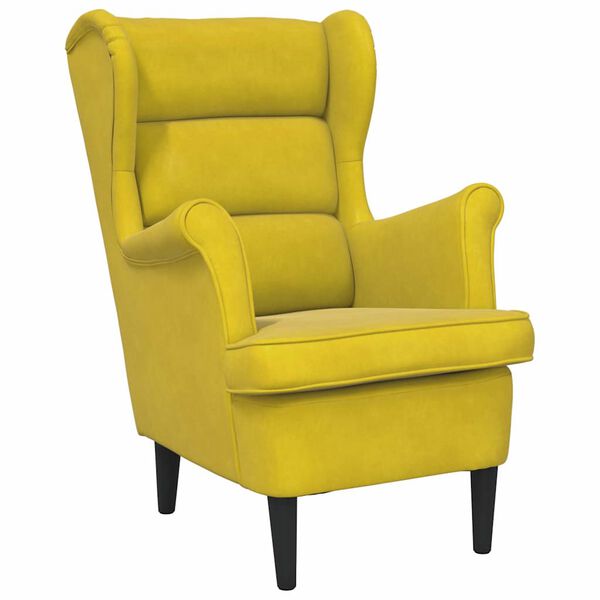 vidaXL Armchair Mustard Yellow Velvet (100% polyester), plywood Standard