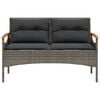 vidaXL Patio Bench with Cushions 45.7x24.6x29.1" Grey Poly Rattan