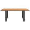 vidaXL Dining Table Light brown Solid oak wood, Powder-coated steel Large