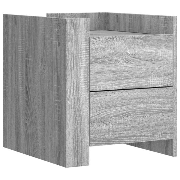 vidaXL Bedside Cabinet Grey Sonoma Engineered Wood Medium Nightstand